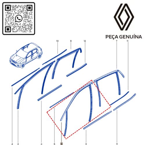 RN 18340R 803318340R Canaleta Do Vidro Da Porta Dianteira Lado Esquerdo KWID 3